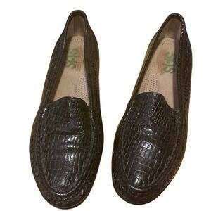 SAS‎ Tripad Comfort Black Croc Embossed Leather Slip On Loafer Shoes